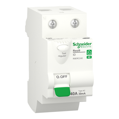 Interrupteur différentiel  SCHNEIDER R9ERC240 40A type AC 30mA 1P+N embrochable Resi9 XE