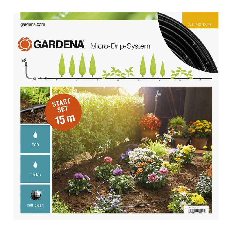Kit d'arrosage goutte-à-goutte pour rangée de plantes GARDENA 13010-20 - 15m - S