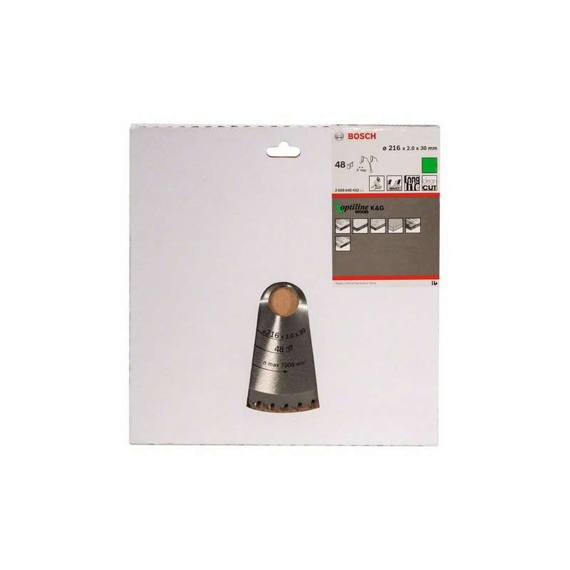 Lame BOSCH 2608640432 Optiline Wood Ø 216 mm 48 dents pour scie à onglet et radiale