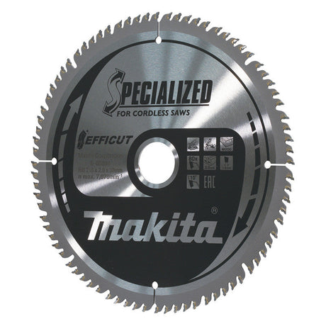 Lame carbure EFFICUT bois pour scies radiales à batterie MAKITA E-08894 216x30mm, 80 dents