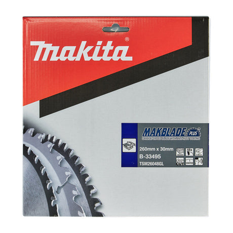 Lame de scie circulaire MAKITA B-33495, Makblade+ T.C.T, 260 x 30 mm, 48 dents, pour bois