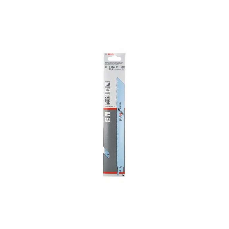 Lot de 5 lames de scie sabre S 1122 BF BOSCH 2608656019 pour métal