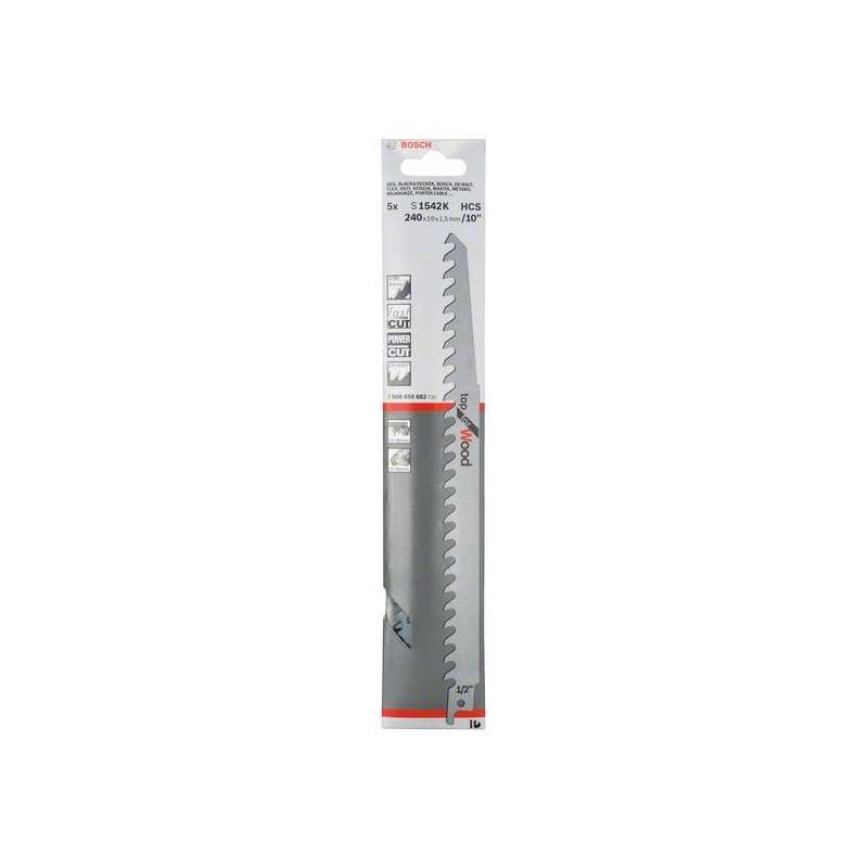 Lot de 5 lames de scie sabre S 1542 K BOSCH 2608650682 pour bois