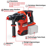 Marteau Perforateur sans fil SDS-plus  36V 3.2J EINHELL HEROCCO 36/28 Li-Solo Power X-Change - Machine nue