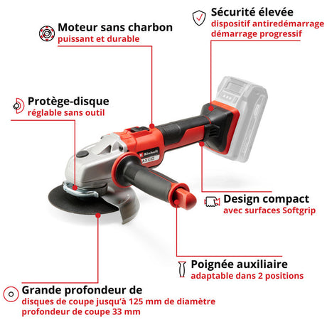 Meuleuse d'angle Ø125mm sans fil 18V EINHELL AXXIO Solo - Power X-Change - Machine nue