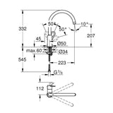 Mitigeur d'évier Bauloop 2020 GROHE 31368001 - monocommande - col de cygne - chrome