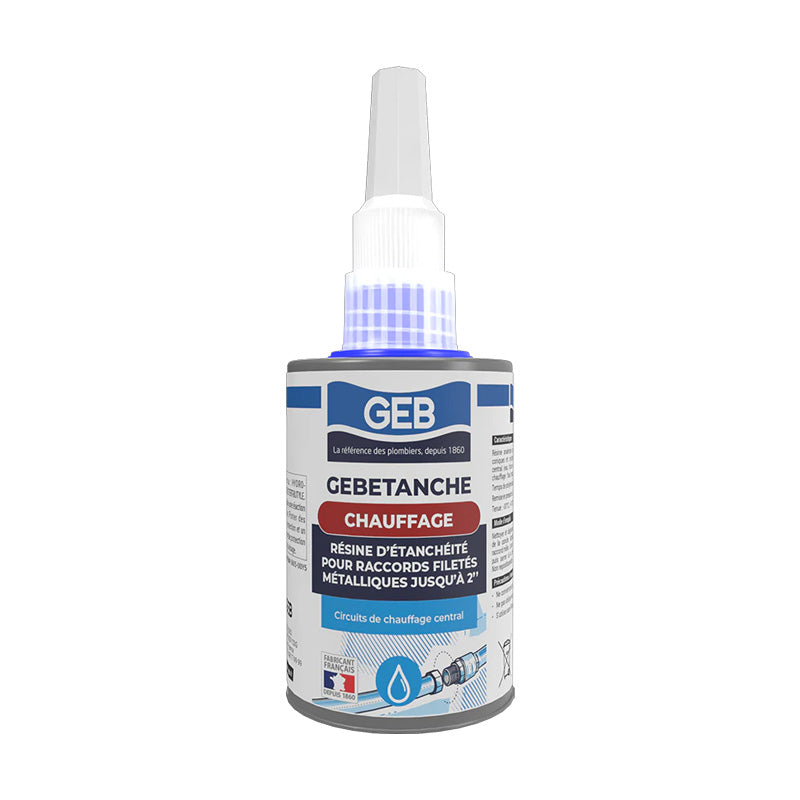 Résine anaérobie d'étanchéitée GEB pour raccords filetés métal chauffage et air comprimé 75ml