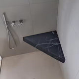 Banc d'angle pour douche en résine imitation marbre 53 x 53 x 8 cm MARMOX