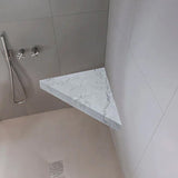 Banc d'angle pour douche en résine imitation marbre 53 x 53 x 8 cm MARMOX
