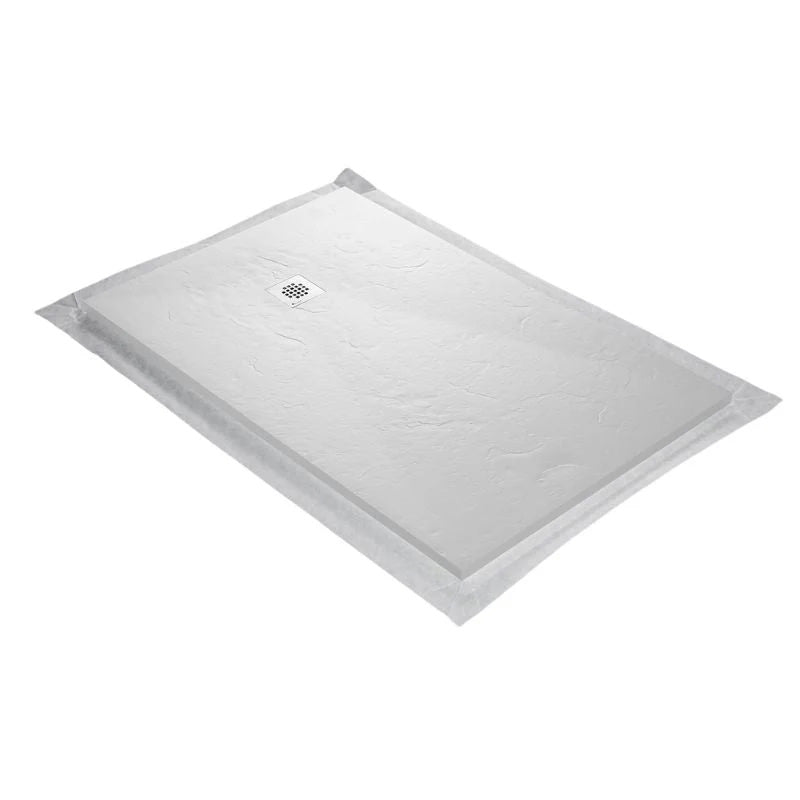 Receveur résine MARMOX imitation marbre blanc - grille carrée centrée