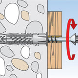 Blister de 4 chevilles multi-matériaux + vis + crochet droits UX 8x50mm FISCHER 40236