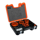 Mallette scie cloche - DIAGER  - jaune 9pc bimétal 22-29-35-44-51-68 mm + 2 pilotes hex + foret centreur