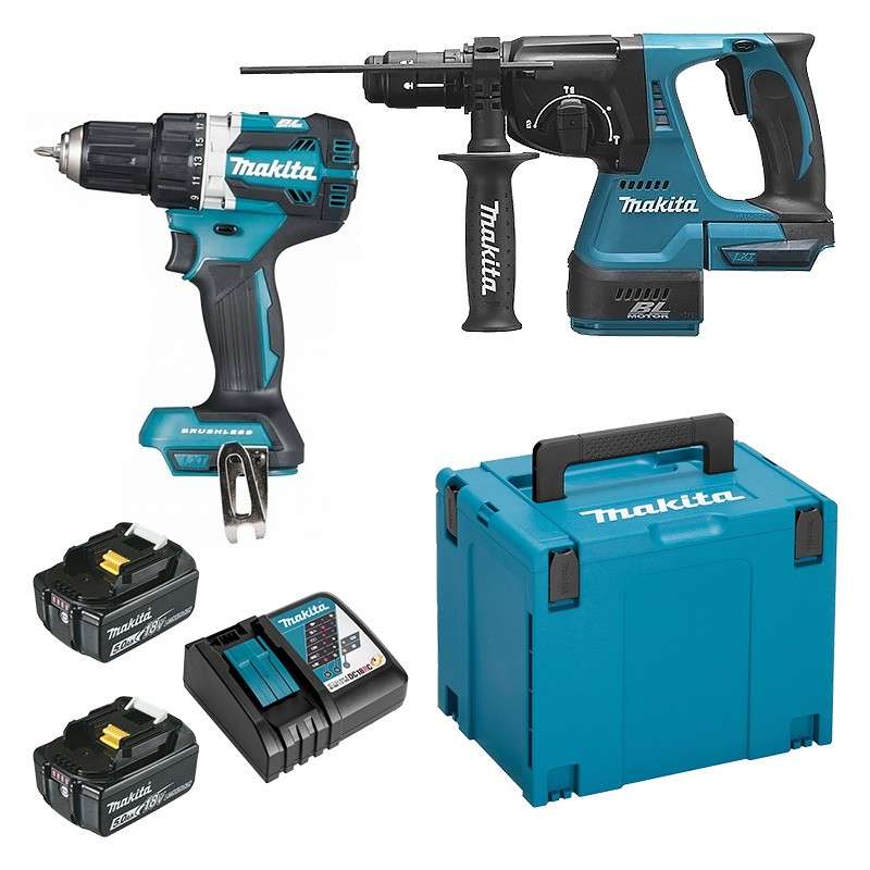 Pack 2 outils MAKITA DLX2191TJ (DDF484 + DHR243) 18V Li-Ion (2 x 5,0 Ah)