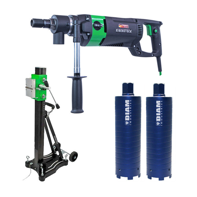 Pack Carotteuse à percussion à sec ESD162 Ø162 + Bati EIBENSTOCK + 2 couronnes Ø102/300 mm et Ø127/300 mm - 1 1/4 - BETON