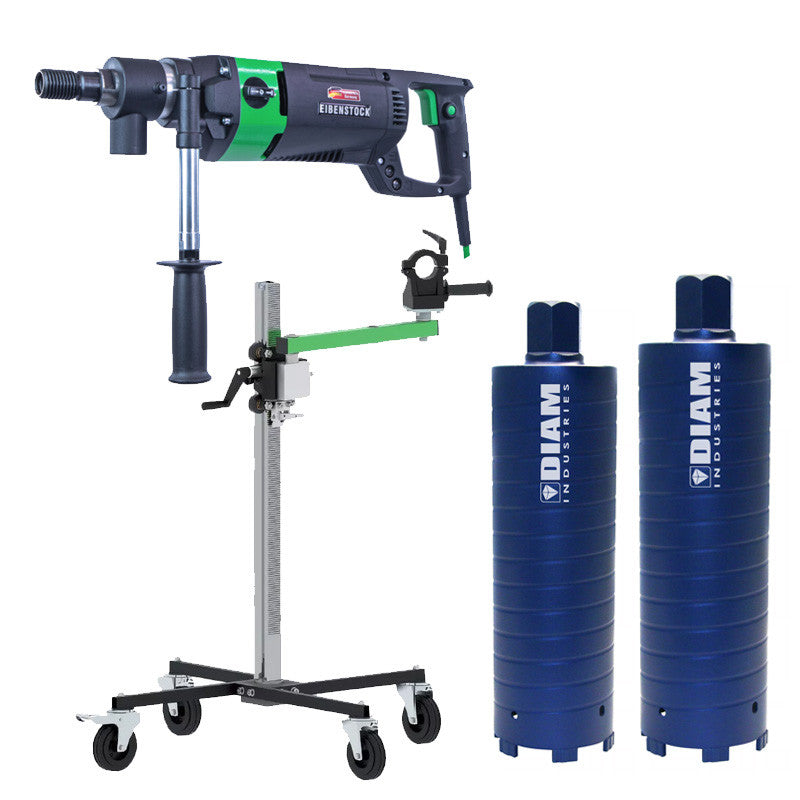 Pack Carotteuse à percussion à sec ESD162 + Support EBW1300 EIBENSTOCK + 2 couronnes Ø102/300 mm et Ø127/300 mm 1"1/4  BETON