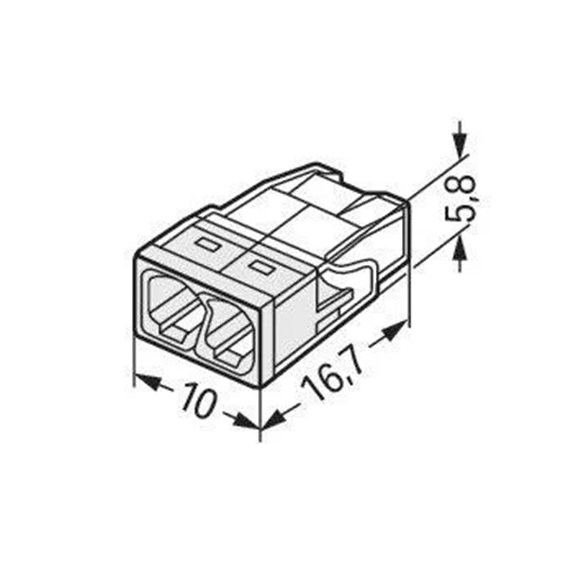 Pack de 100 Bornes à levier WAGO 2273-202 - 2 x 0,5 à 2,5mm²