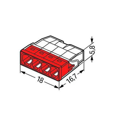 Pack de 100 Bornes à levier WAGO 2273-204 - 4 x 0,5 à 2,5mm²