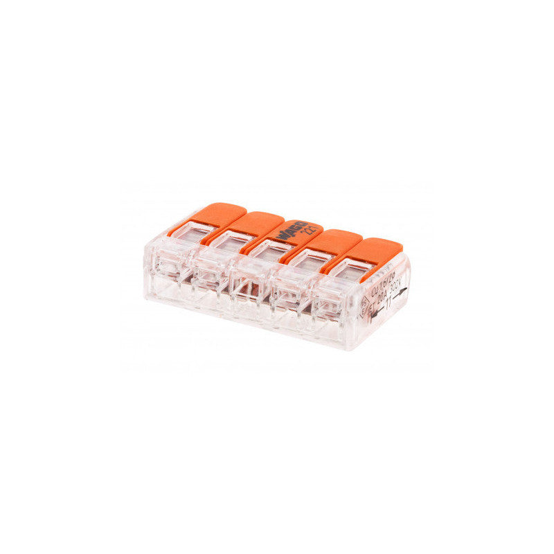 Pack de 5 bornes de connexion rapide à levier WAGO 5 entrées fil souple et rigide - S221