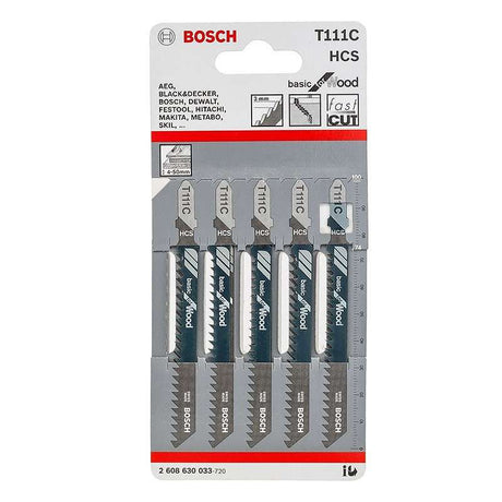 Pack de 5 lames de scie sauteuse BOSCH 2608630033 T111C  BOIS
