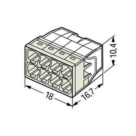 Pack de 50 Bornes à levier WAGO 2273-208 - 8 x 0,5 à 2,5mm²