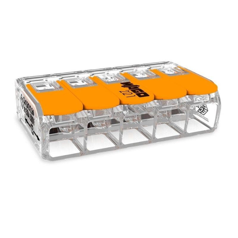 Pack de 50 bornes de connexion rapide à levier WAGO 5 entrées fil souple et rigide - S221