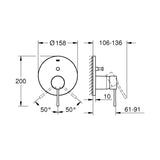 Pack de douche encastrée GROHE - tête Ø21 cm + douchette 1 jet - chrome