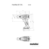 Perceuse à percussion sans fil 12V POWERMAXX SB 12 BL 2X4AH LIHD - METABO - 601046800 - CHARGEUR ASC 55 + METABOX 118