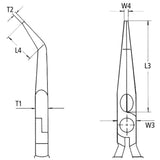 Pince à becs demi-ronds KNIPEX 26 26 200 200mm coudés à 40