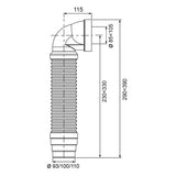 Pipe WC flexible WIRQUIN 1312344 - coudée extensible - 230 / 390mm