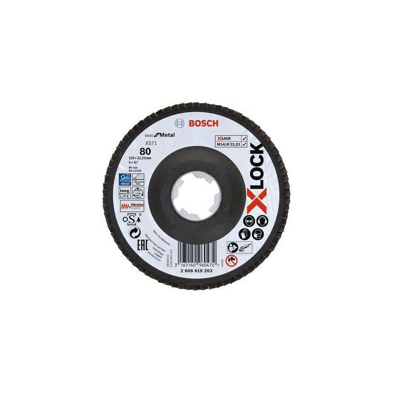 Plateau à lamelles BOSCH Professional X-LOCK X571 Best for Metal Ø 125 mm