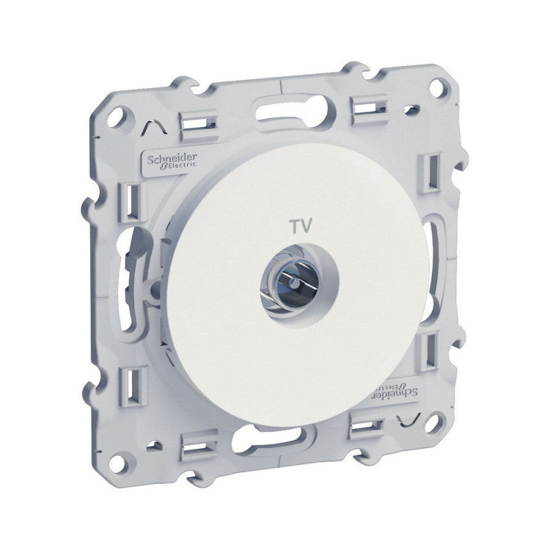 Prise TV encastrable connecteur mâle SCHNEIDER Odace S520453- 9,52 mm -  blanc
