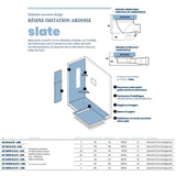 Receveur résine 120x90cm MARMOX RC12090SLATE-9010-LINE - Grille caniveau excentrée - Solid surface - Blanc imitation ardoise