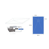 Receveur résine extra-plat 120x90cm MARMOX RC12090LITE-9010 - Grille acier inox - Blanc imitation ardoise