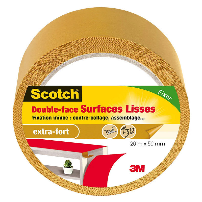 Ruban adhésif double face - 20mx50mm Surfaces lisses  3M SCOTCH 1498419