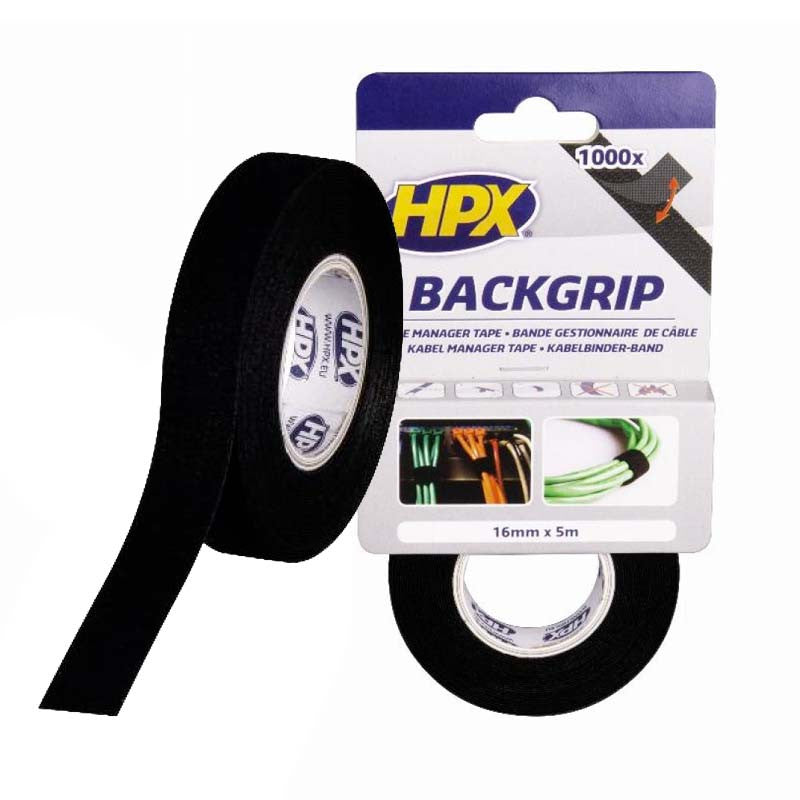 Ruban auto-agrippant HPX Backgrip BG1605 - Noir - 5mx16mm
