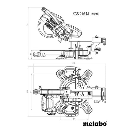 Scie à onglet radiale METABO KGS 216 M - 613216000 - 1200 W - 216 mm 47°