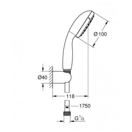 Set de douche mural-100mm-2 jets GROHE QuickFix - VITALIO START 100