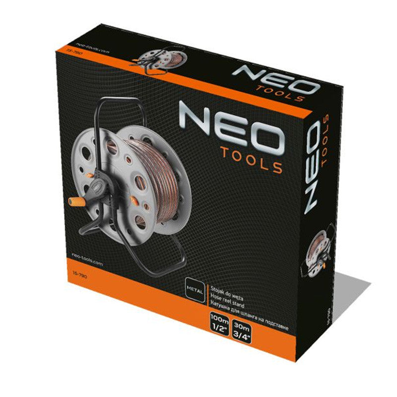 Support pour tuyau d'arrosage NEO TOOLS 15-790 structure métallique, jusqu'à 100 m de tuyau 1/2"