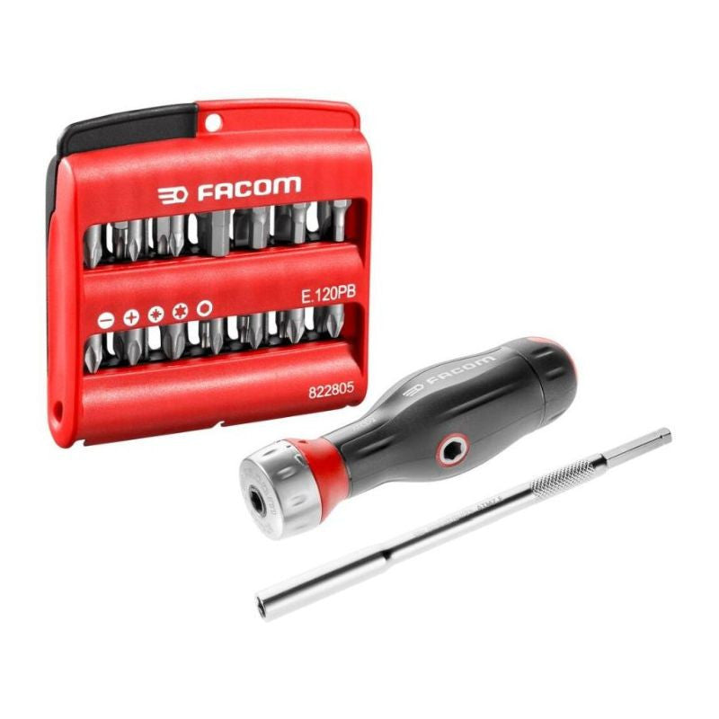 Tournevis à cliquet avec 28 embouts de vissage FACOM ATCL.2A2PB Protwist
