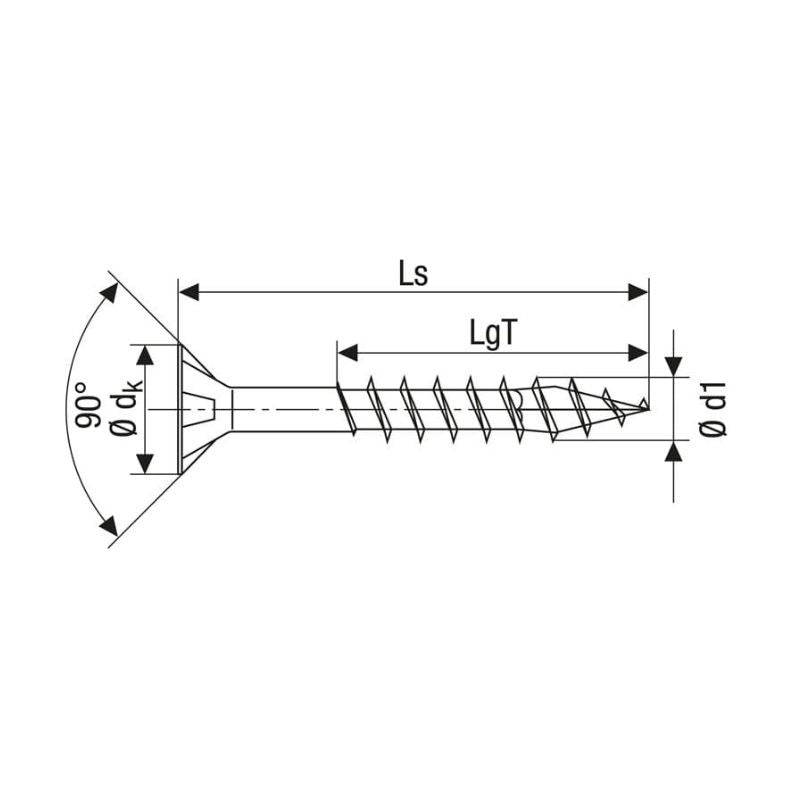 Vis à bois tête fraisée filetage partiel T-STAR plus T20 4CUT (180 pcs)- SPAX