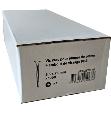 Boite de 1000 Vis vrac 3.5x25mm SENCO - GF525TD-FR + 1 embout PH2